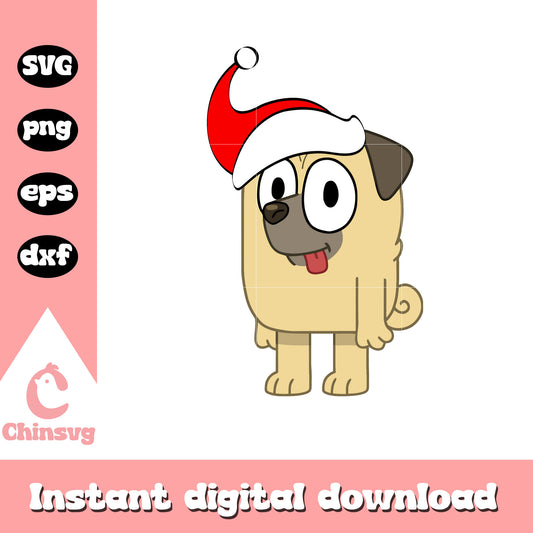 Bluey buddy santa hat christmas design svg, buddy bluey​ svg