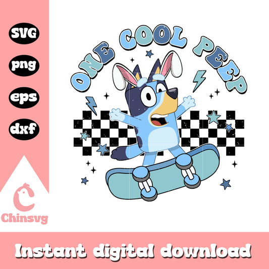 Bluey bunny one cool peep design svg, happy easter day svg