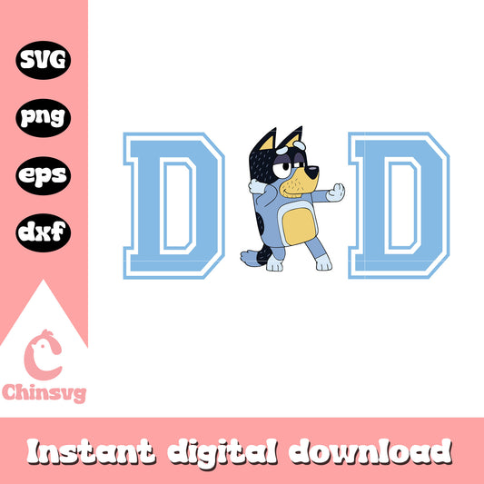Bluey cartoon bandit daddy svg, bluey dad bandit heeler svg