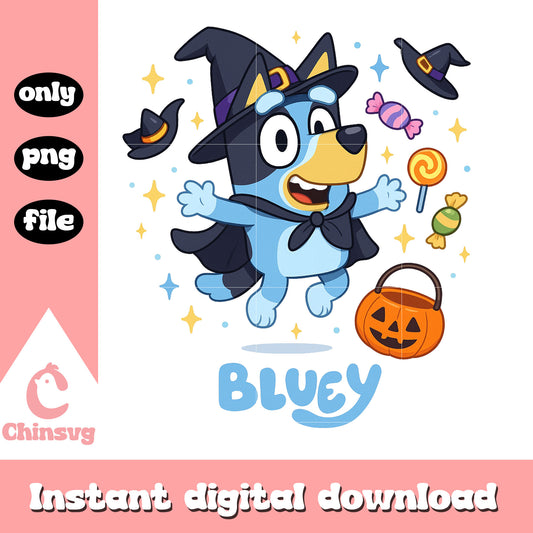 Bluey character halloween design png, happy halloween png