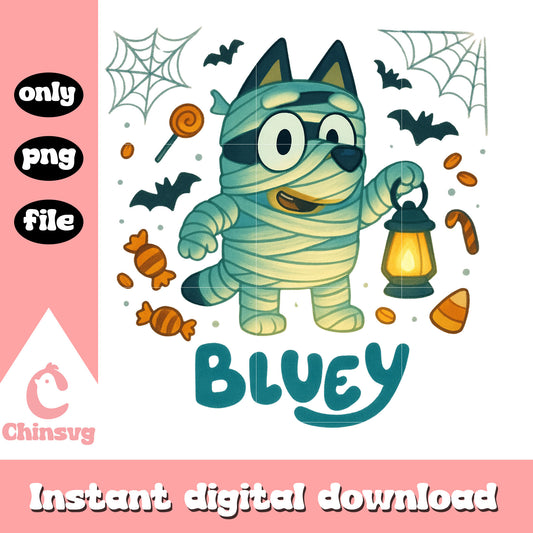 Bluey character mummy halloween png, happy halloween png
