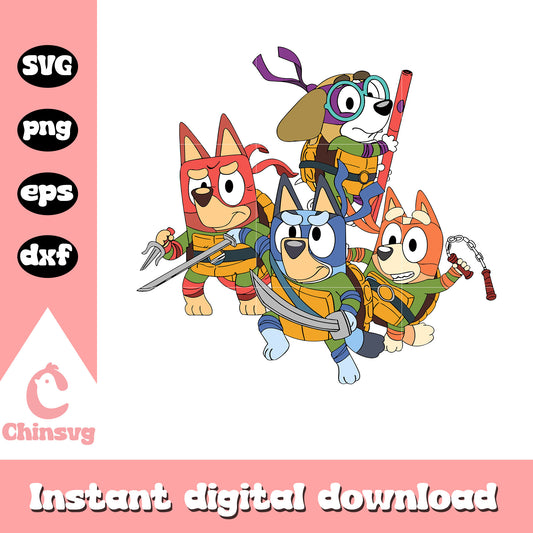 Bluey characters ninja turtle svg, ninja turtle svg, cartoon svg