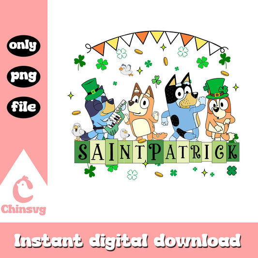 Bluey characters saint patrick png, st. patrick's day png