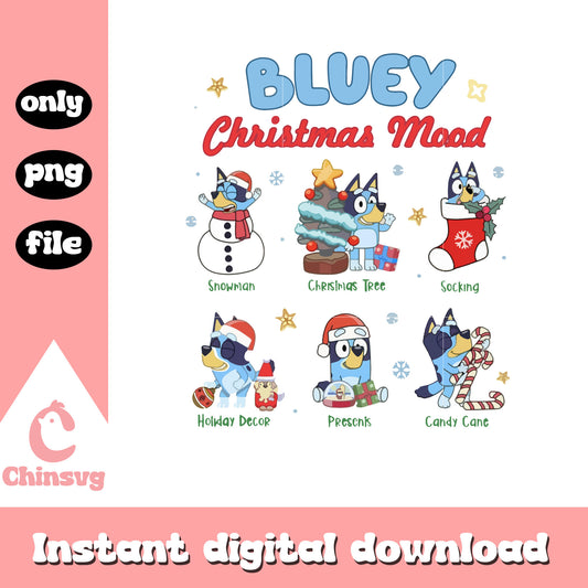 Bluey christmas mood design png, bluey merry christmas​ png