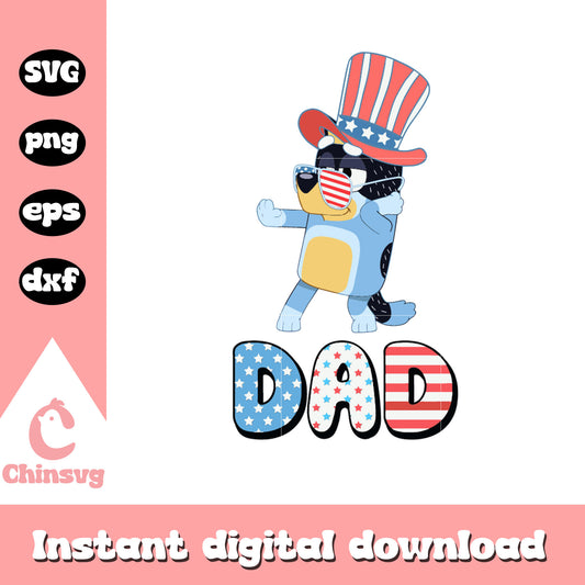 Bluey dad america flag pattern svg, bluey dad character svg