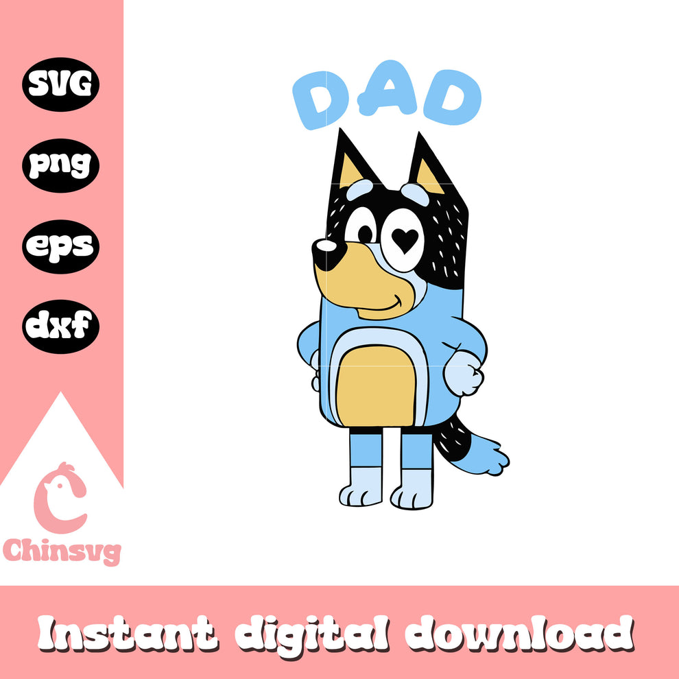 Bluey dad character svg, cartoon character svg, bluey dad svg – Chinsvg