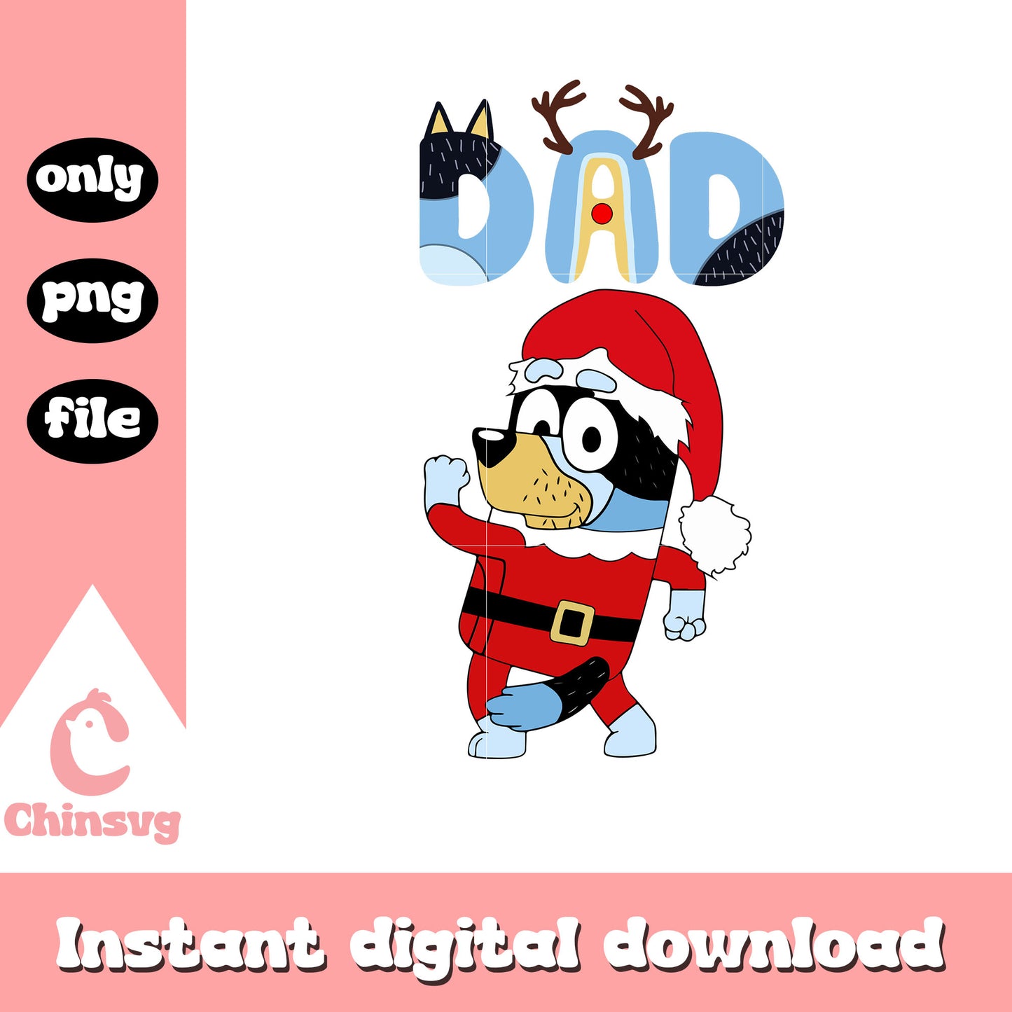 Bluey dad cosplay santa claus png, bluey cartoon characters png