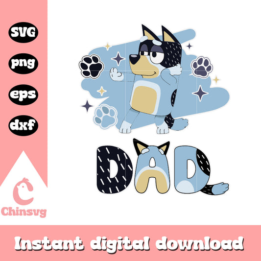 Bluey dad dancing picture design svg, Bluey daddy svg