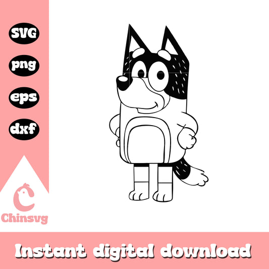 Bluey dad outline design svg, bluey drawing svg, cartoon svg