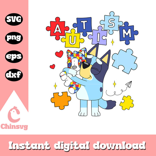 Bluey dog autism awareness day svg, bluey cartoon svg