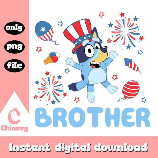 Bluey dog brother happy 4th of july png, bluey dog png