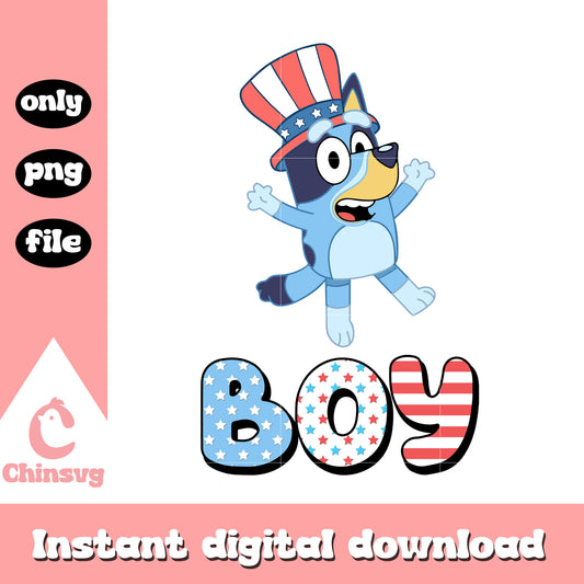Bluey dog cartoon boy day usa hat png, bluey dog boy day png