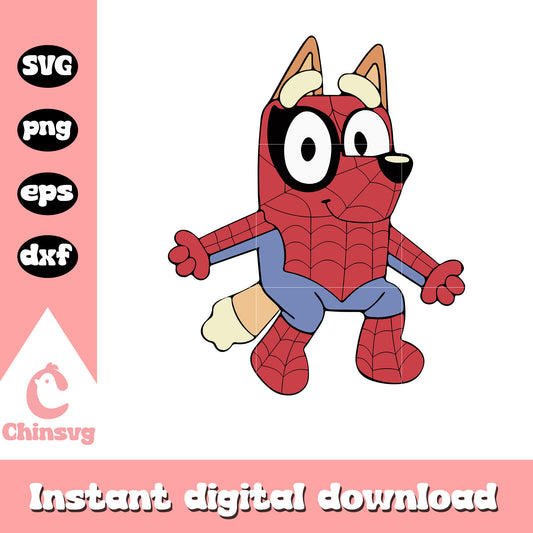 Bluey dog cosplay spider man svg, spider man svg, bluey cartoon svg