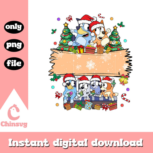 Bluey dog friends christmas tree design png, bluey christmas png