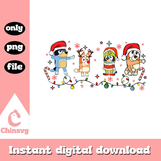Bluey family christmas lights design png, bluey family png