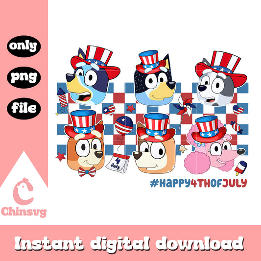 Bluey family happy 4th of july png, bluey 4th of july png