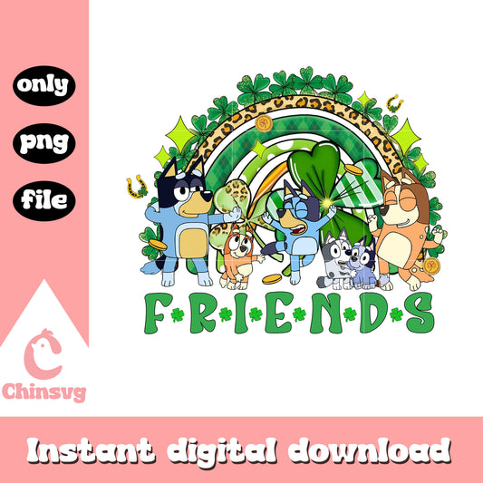 Bluey family rainbow shamrock png, bluey png, patrick png