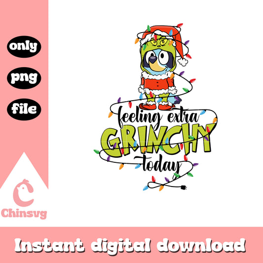 Bluey feeling extra grinchy today png, bluey grinch png