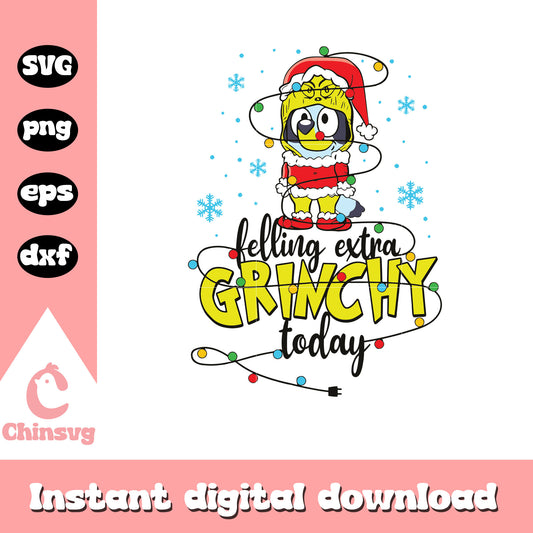Bluey felling extra grinchy today yellow svg, bluey grinch​ svg