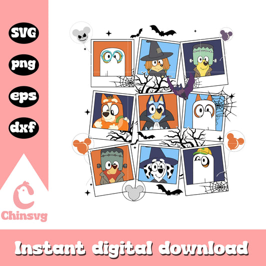 Bluey friends album halloween svg, halloween bluey​ svg