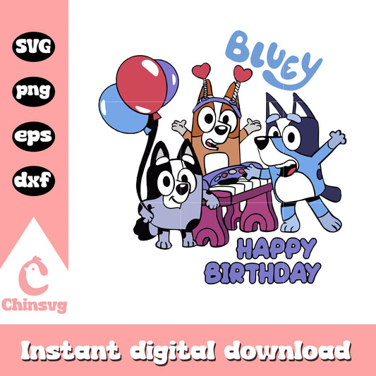 Bluey friends happy birthday svg, bluey birthday svg, birthday svg