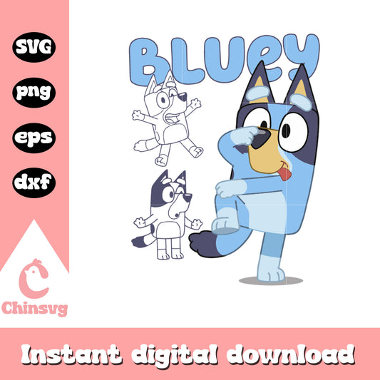Bluey funny dance svg, Bluey cartoon svg, Bluey dog svg