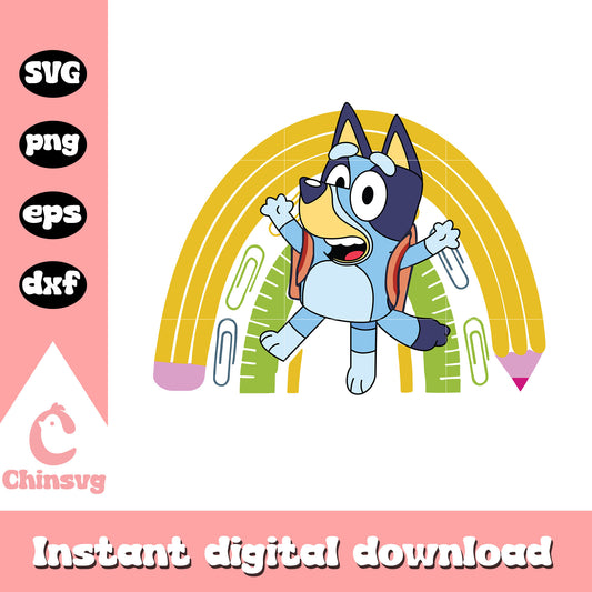 Bluey go to school svg, bluey backpacks for school svg