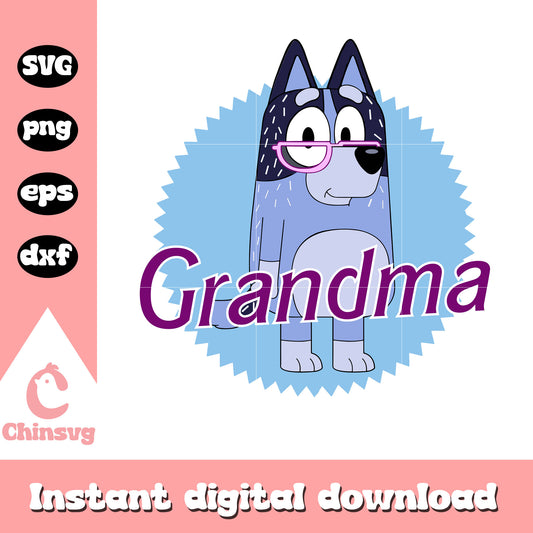 Bluey grandma character svg, cartoon svg, bluey characters svg