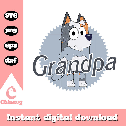 Bluey grandpa character svg, cartoon svg, bluey characters svg