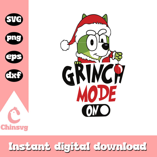 Bluey grinch mode on christmas design svg, bluey grinch svg