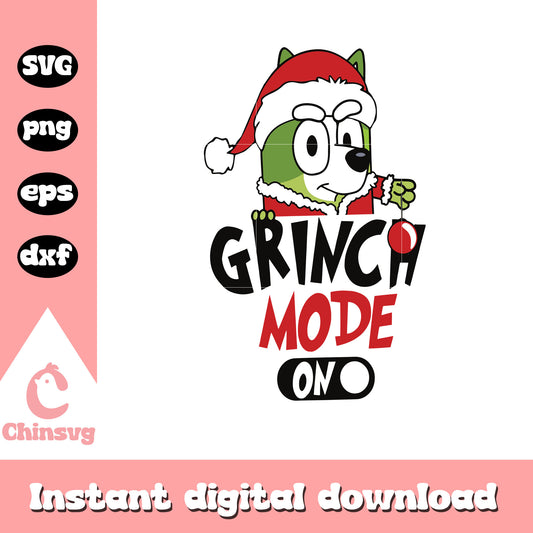 Bluey grinch mode on svg, bluey santa claus svg, christmas svg
