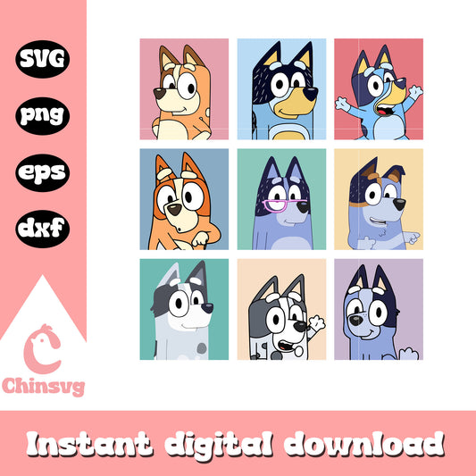 Bluey heeler family​ photogragh svg, Bluey and family svg