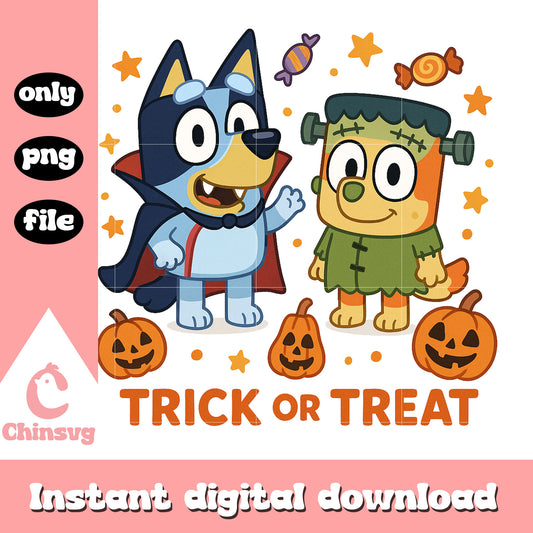 Bluey horror halloween design png, halloween movies png