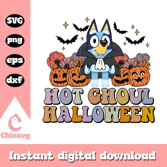 Bluey hot ghoul halloween design svg, bluey halloween​ svg