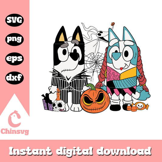 Bluey jack and sally halloween design svg, halloween bluey​ svg