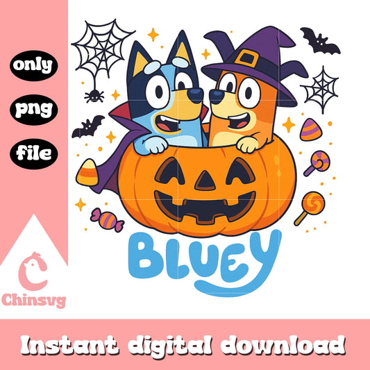 Bluey movie halloween pumpkin design png, bluey cartoon png