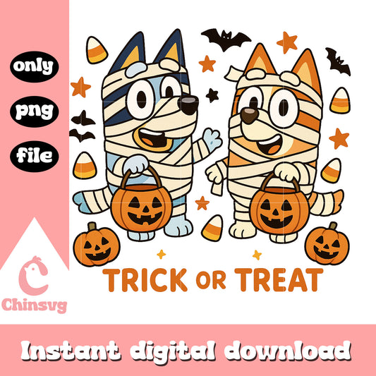 Bluey mummy trick or treat png, bluey halloween character png