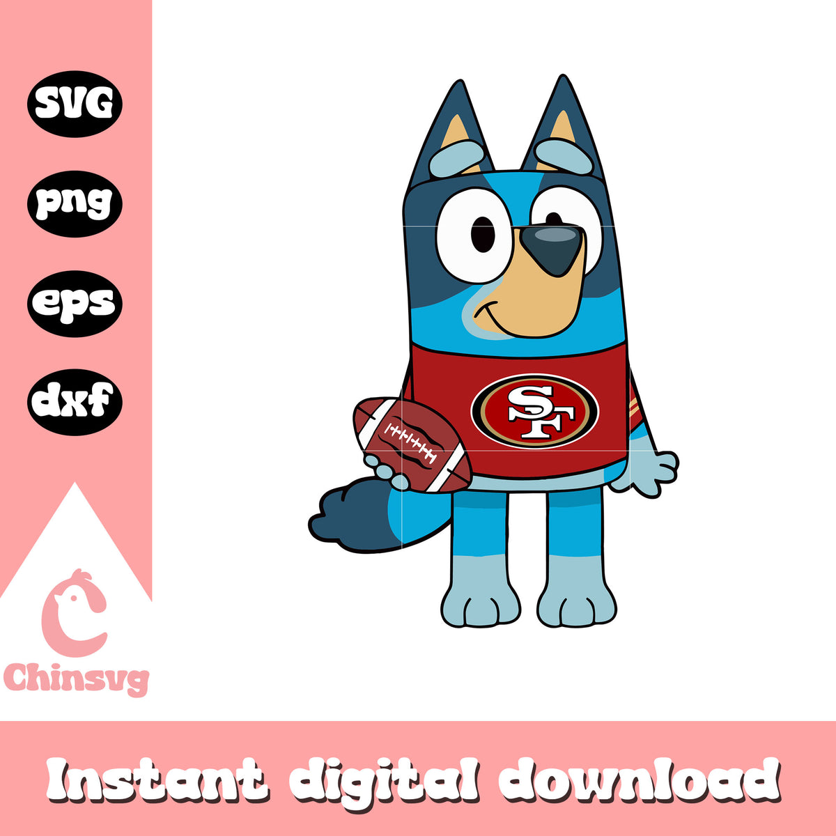 Bluey ncaa fan svg, San Francisco 49ers svg, rugby ball svg – Chinsvg