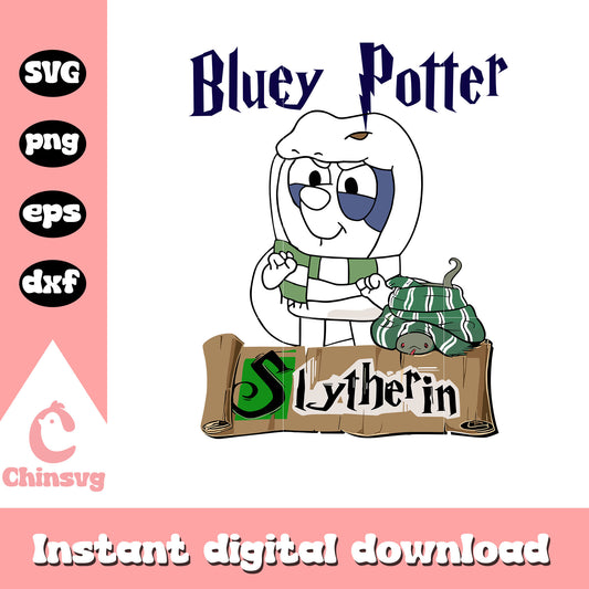Bluey potter slytherin svg,harry potter svg, bluey cartoon svg