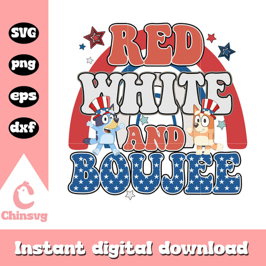 Bluey red white and boujee svg, fourth of july svg, Bluey Bingo svg