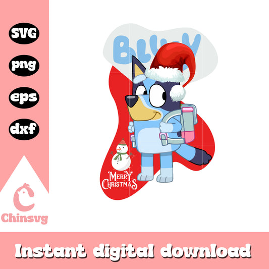 Bluey santa hat socks merry christmas svg, bluey santa​ svg