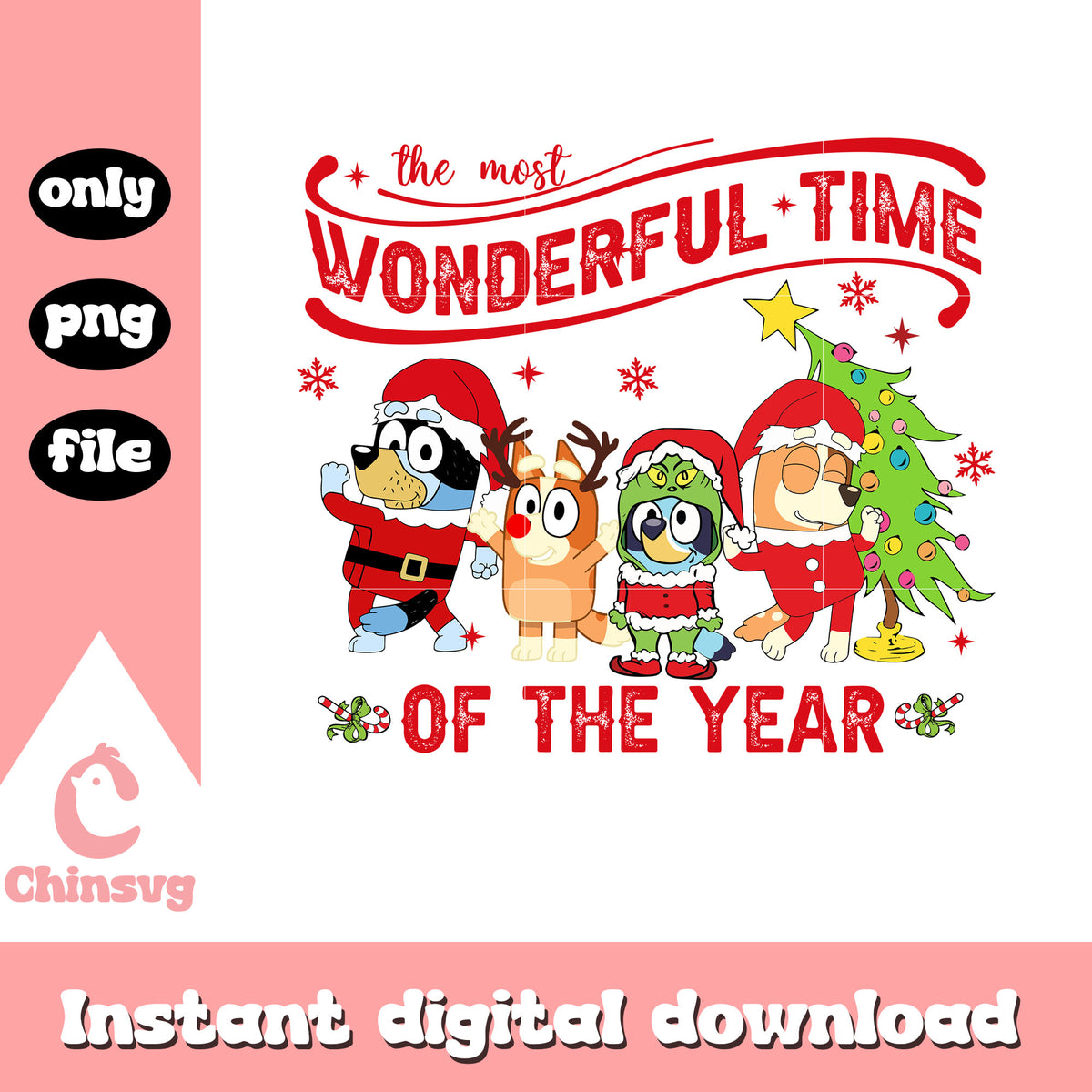 Bluey the most wonderful time of the year png, bluey and friends png