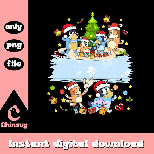 Bluey with family funny christmas day png, bluey cartoon png