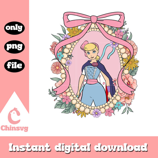 Bo Peep character vintage mirror png, toy story characters png
