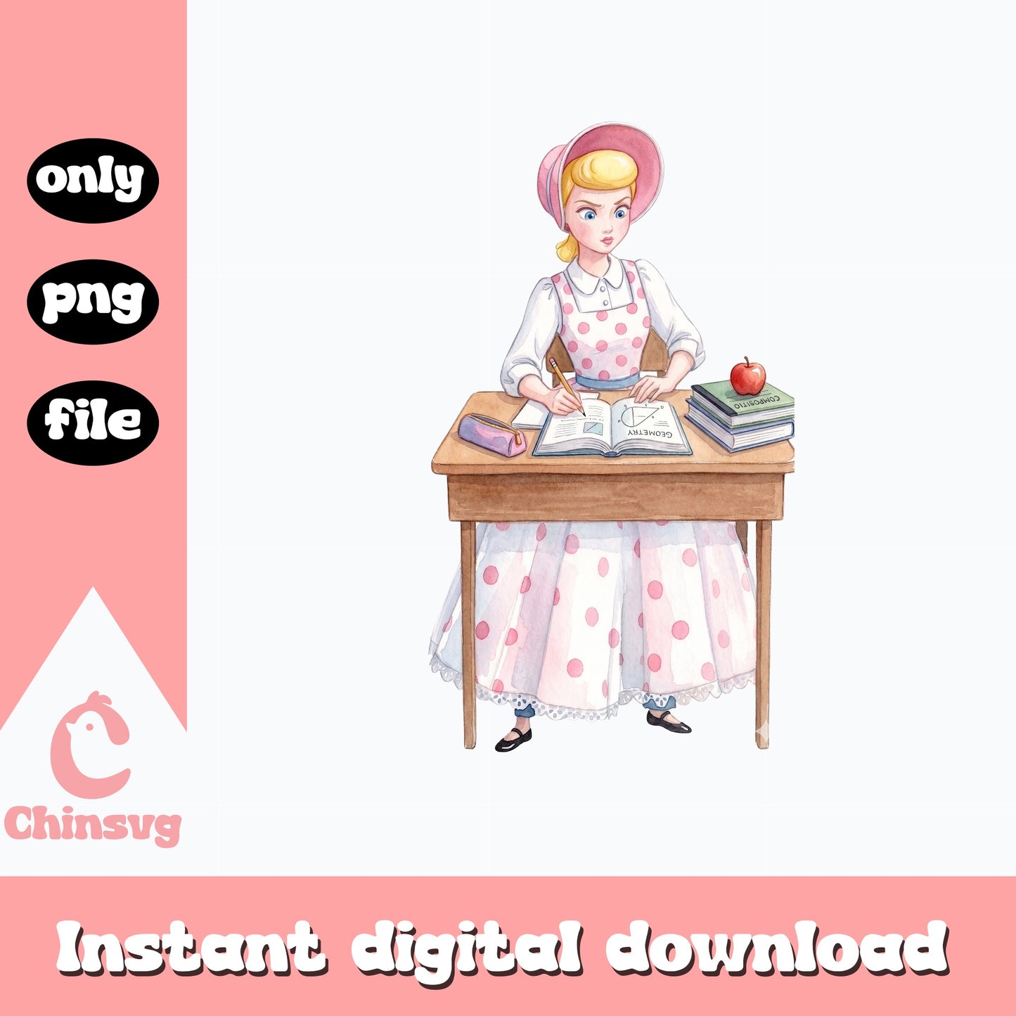 Bo Peep Back To School Clipart, Toy Story PNG, Teacher PNG