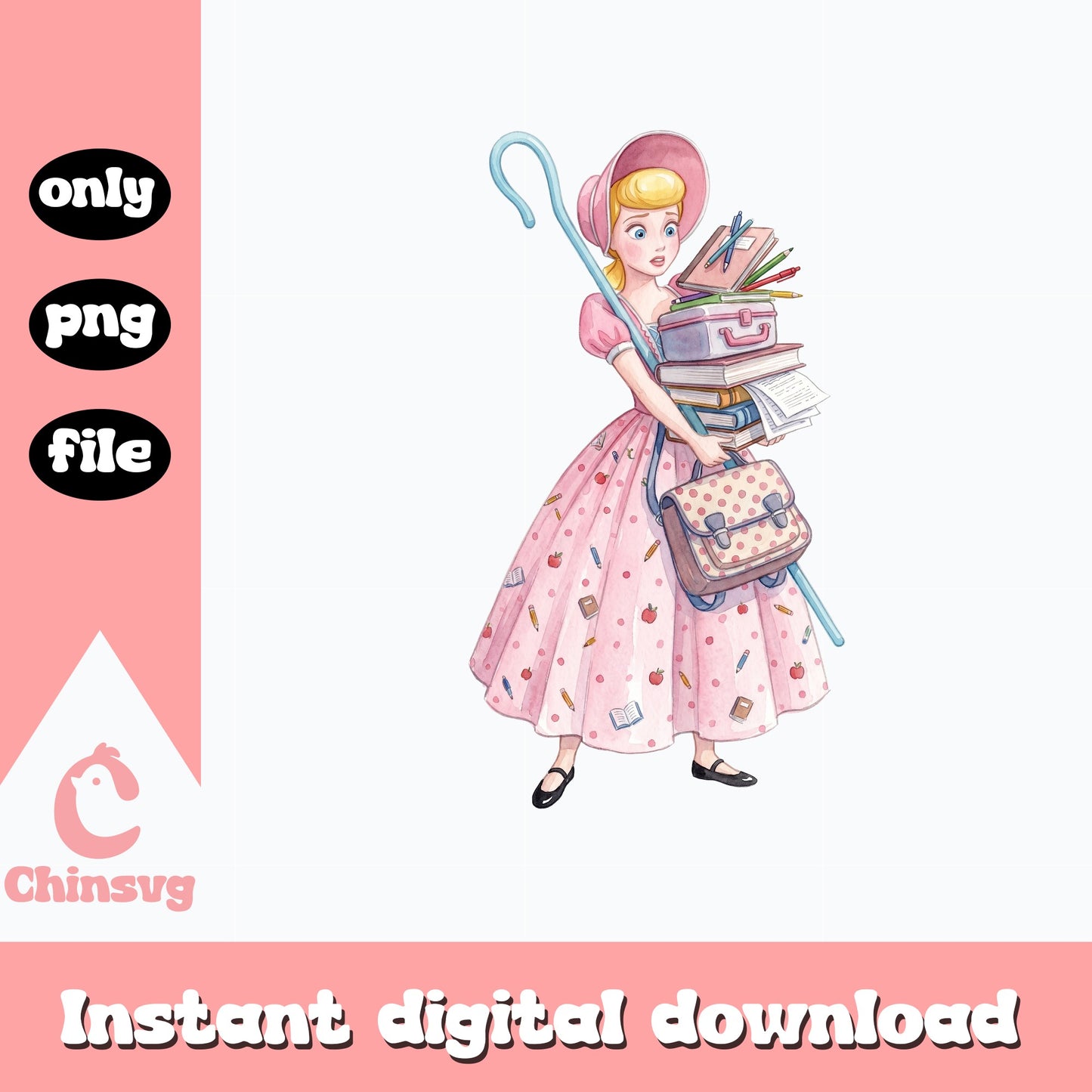 Bo Peep Back To School PNG, Toy Story PNG, Disney PNG