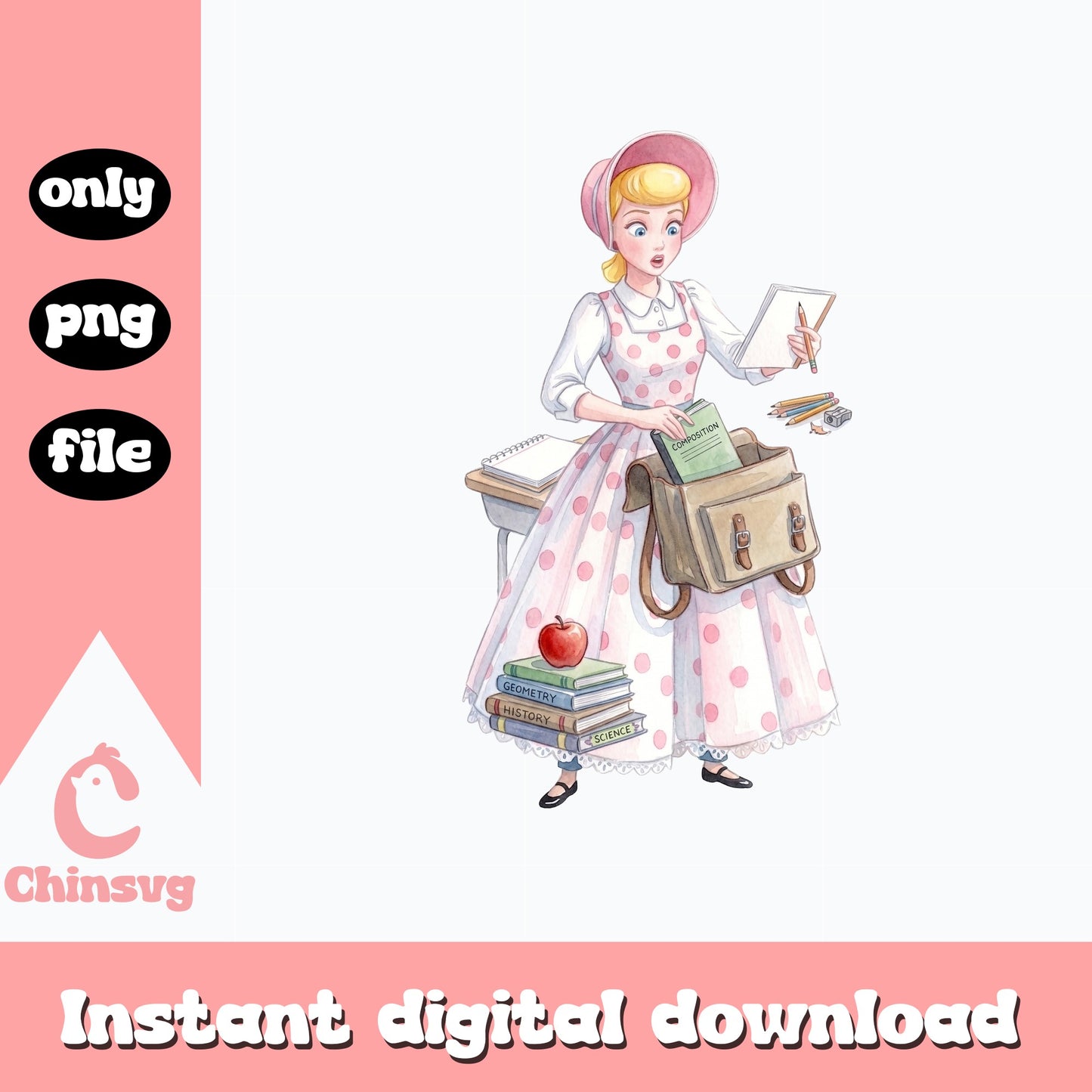 Bo Peep Back To School PNG, Toy Story PNG, Teacher PNG