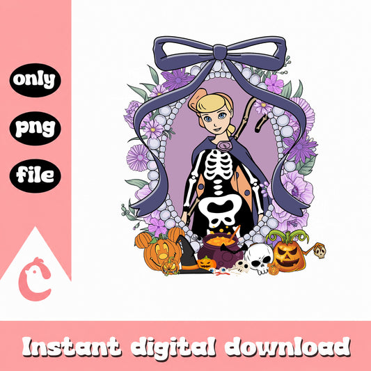 Bo Peep Halloween Skeleton PNG, Toy Story Halloween PNG, Disney Halloween PNG