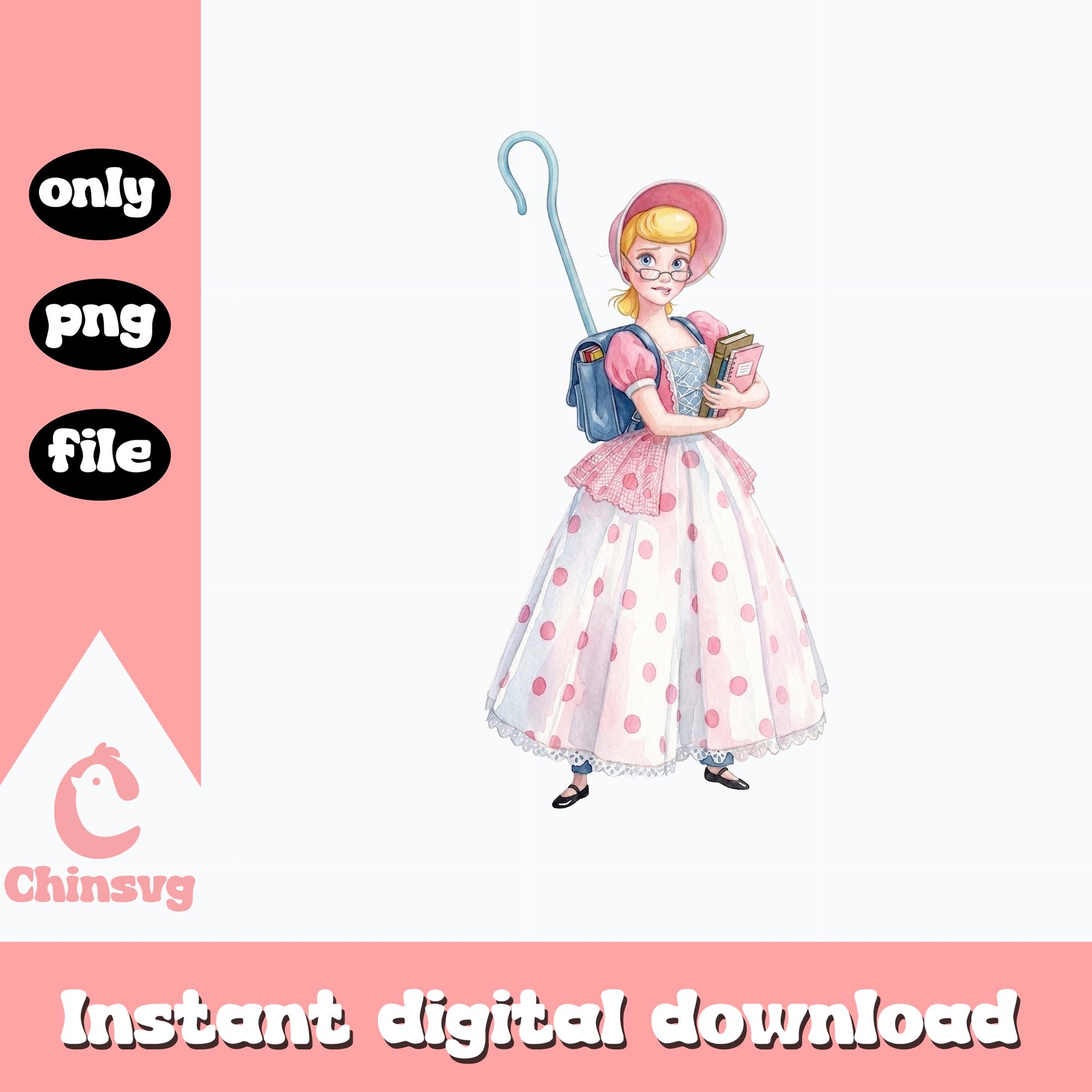 Bo Peep Toy Story PNG, Disney Pixar Clipart, Watercolor PNG