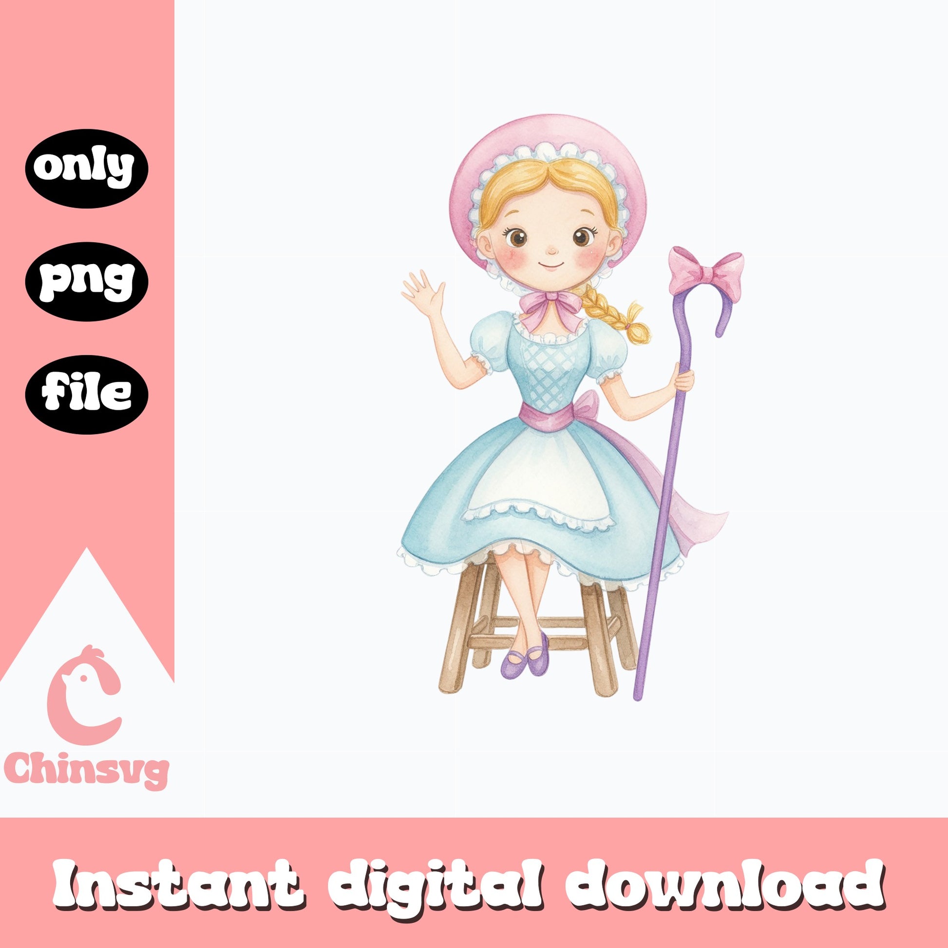 Bo Peep Watercolor Clipart, Toy Story PNG, Disney Princess PNG